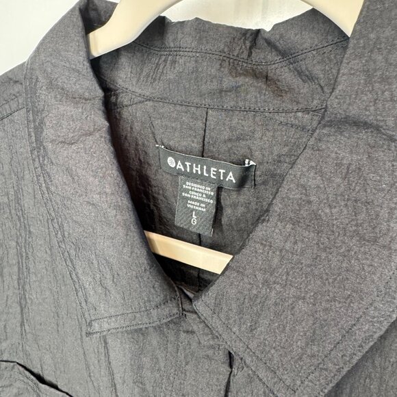 NWOT Athleta Lunar Shine Button Down Shirt in Black - Picture 2 of 11